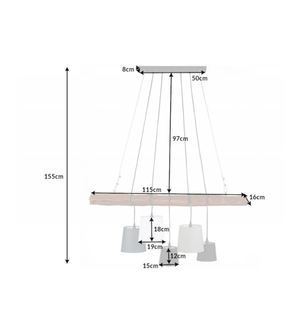 Lampa wisząca Saint-Louis 115 cm drewno driftowe*Invicta Interior