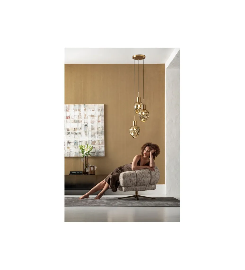 Lampa wisząca SUPERNOVA AMBER TRE 45 cm złota*KDesign Online