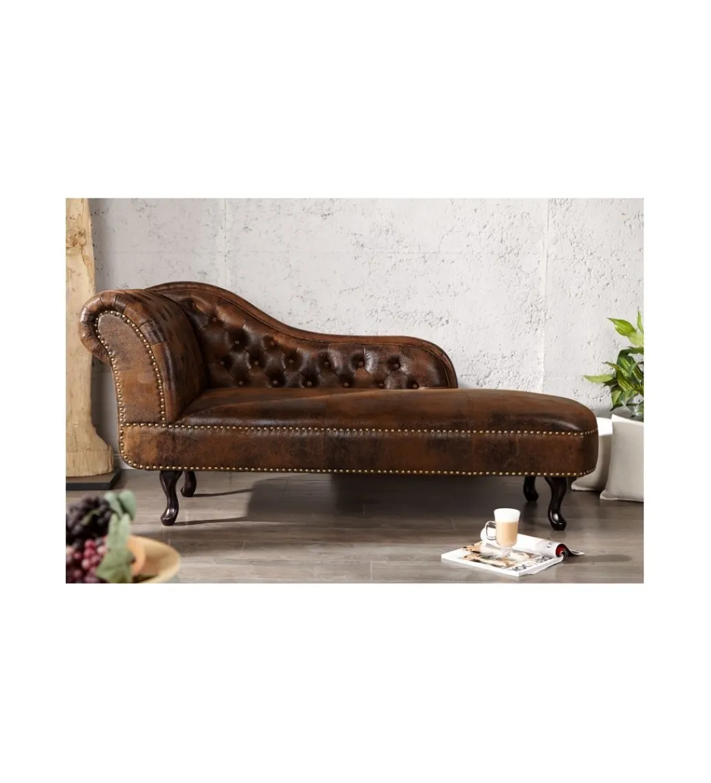 Leżanka BRIGIDA Chesterfield brązowy antyczny*Invicta Interior Online