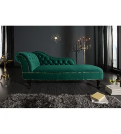 Leżanka BRIGIDA Chesterfield szmaragdowo zielony aksamit*Invicta Interior Online