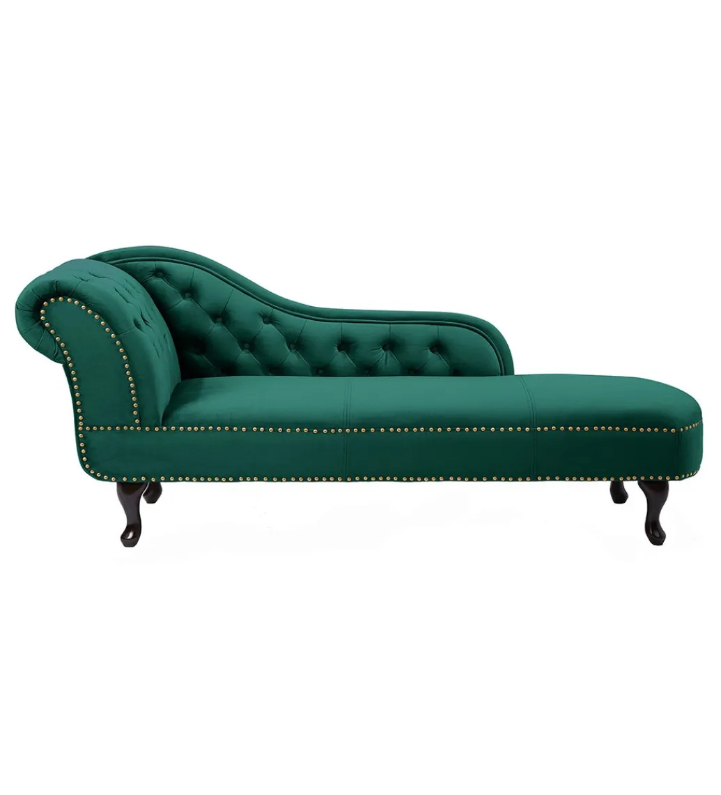 Leżanka BRIGIDA Chesterfield szmaragdowo zielony aksamit*Invicta Interior Online