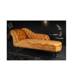 Leżanka Chesterfield BRIGIDA musztardowa*Invicta Interior Hot