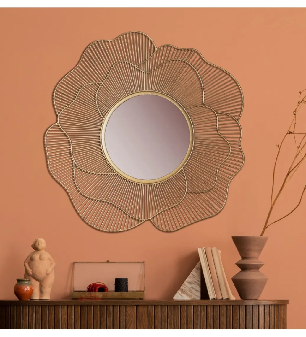 Lustro ścienne BLUME 77 cm złote*WOHNLING, GERMANY Online