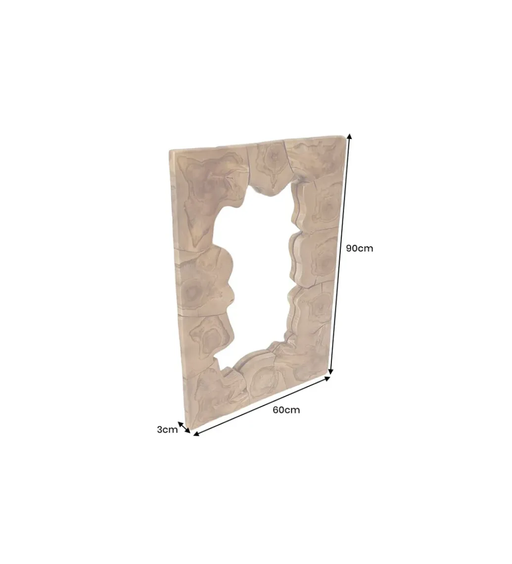Lustro ścienne MOZAIKA 90 cm drewno tekowe*Invicta Interior