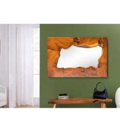 Lustro ścienne MOZAIKA 90 cm drewno tekowe*Invicta Interior
