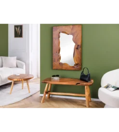 Lustro ścienne MOZAIKA 90 cm drewno tekowe*Invicta Interior
