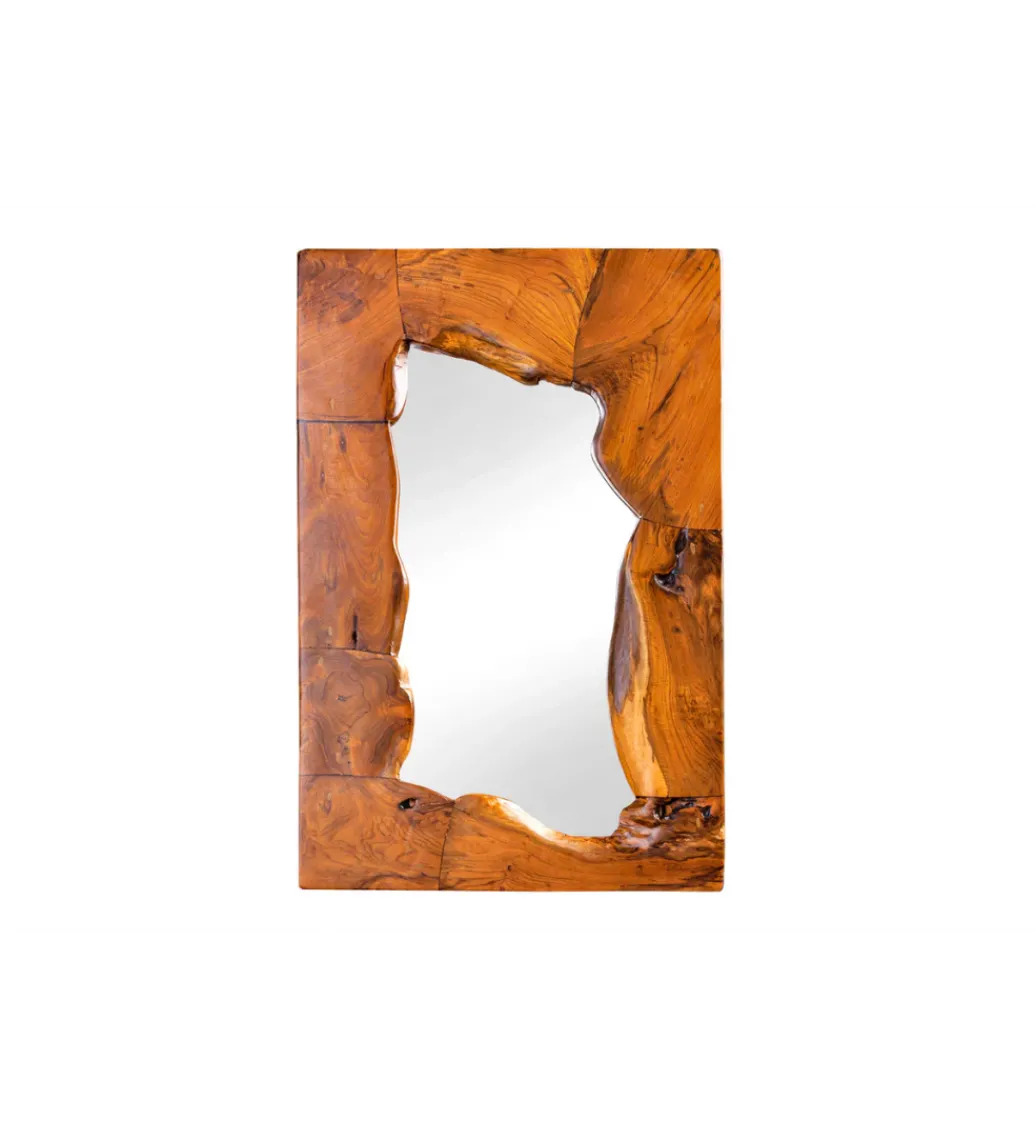Lustro ścienne MOZAIKA 90 cm drewno tekowe*Invicta Interior