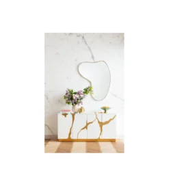 Lustro SHAPE 110 cm x 10 cm w kolorze mosiądzu*KARE Clearance