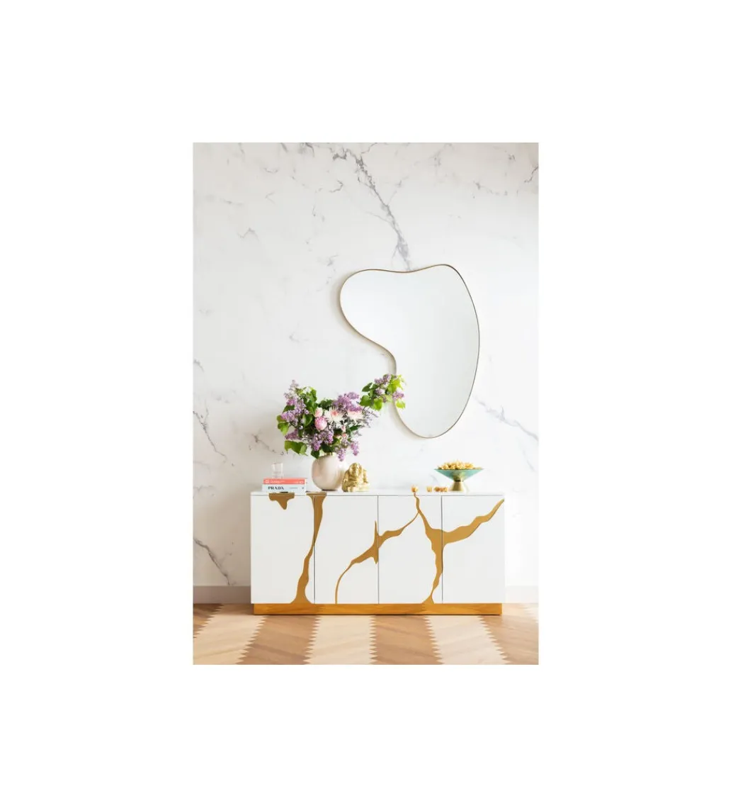 Lustro SHAPE 110 cm x 10 cm w kolorze mosiądzu*KARE Clearance
