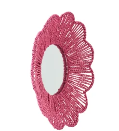 Lustro wiszące RAFFIA 50 cm różowe*J-Line Best