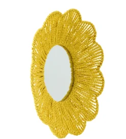 Lustro wiszące RAFFIA 50 cm żółte*J-Line