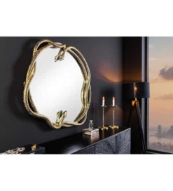Lustro wiszące SNAKE XL 85 cm złote z elementem dekoracyjnym w kształcie węża*Invicta Interior Best