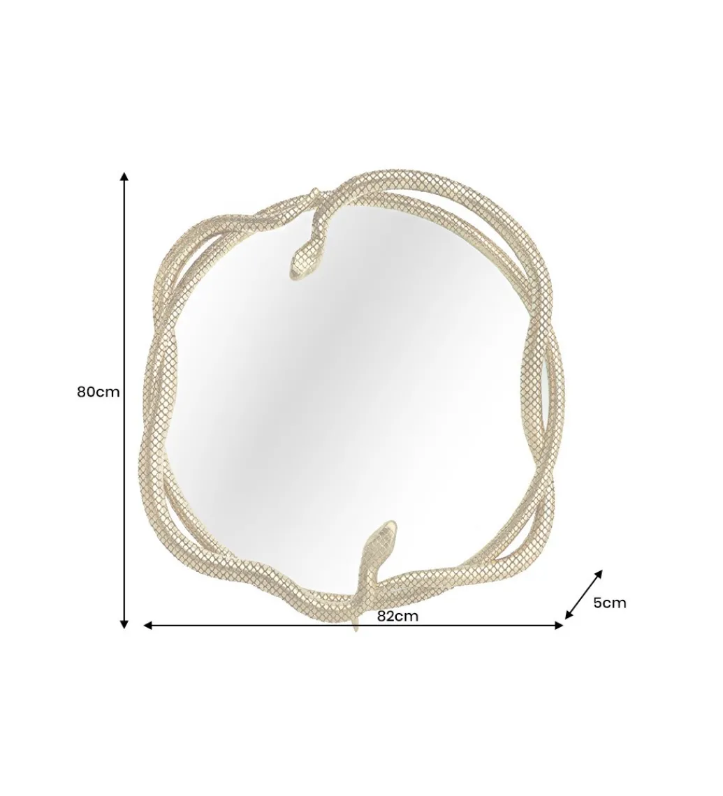 Lustro wiszące SNAKE XL 85 cm złote z elementem dekoracyjnym w kształcie węża*Invicta Interior Best