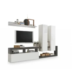 Meblościanka HAMBURG 277 cm biała z dodatkiem koloru antracytowego*MCA Linia Włoska Discount