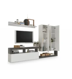 Meblościanka HAMBURG 277 cm biała z dodatkiem koloru antracytowego*MCA Linia Włoska Discount