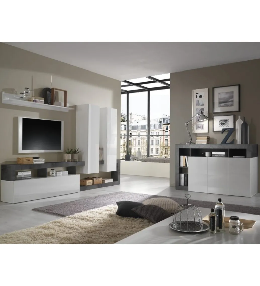 Meblościanka HAMBURG 277 cm biała z dodatkiem koloru antracytowego*MCA Linia Włoska Discount