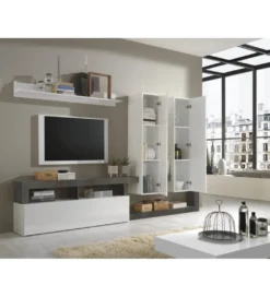Meblościanka HAMBURG 277 cm biała z dodatkiem koloru antracytowego*MCA Linia Włoska Discount