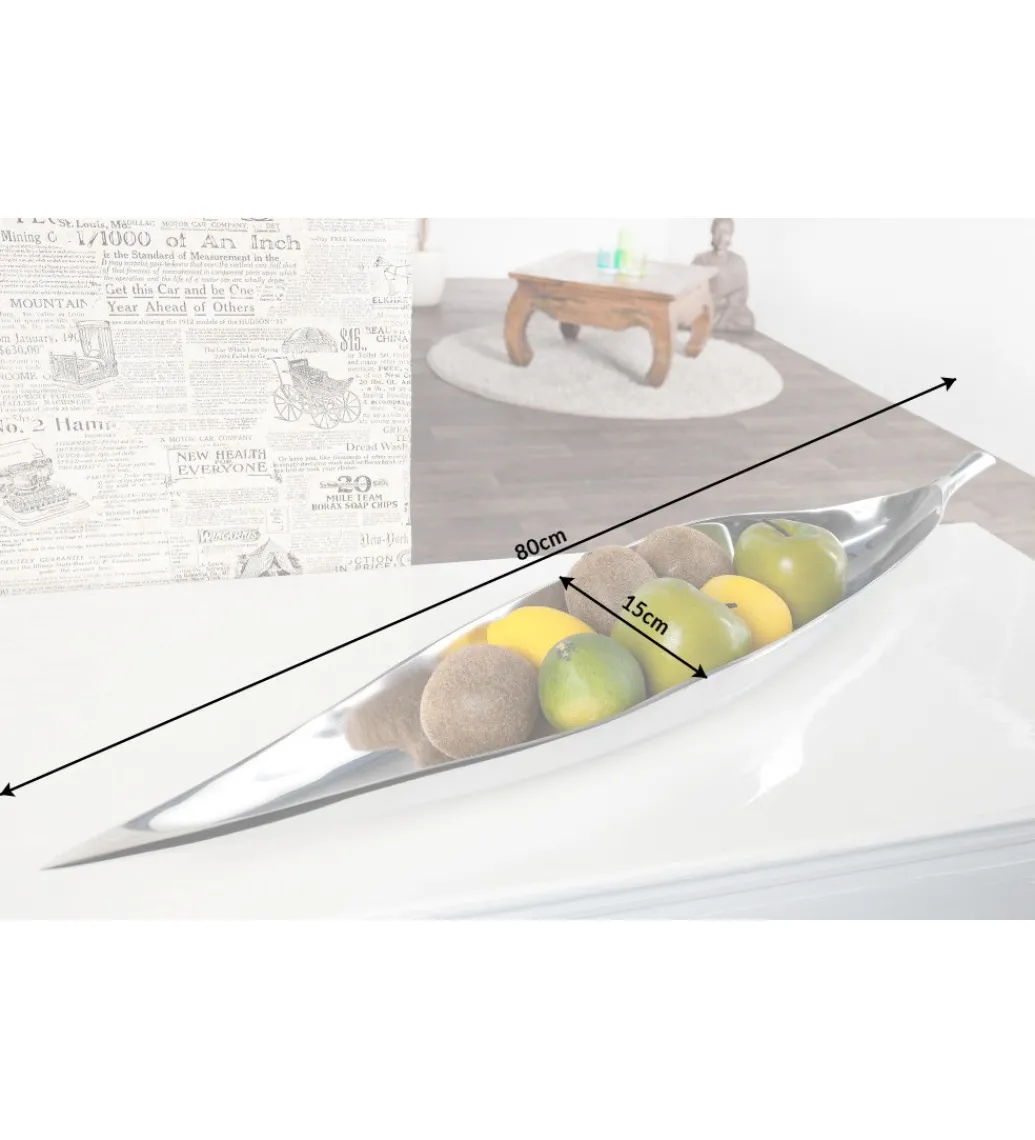 Misa Leaf 80 cm x 15 cm Srebrna*Invicta Interior Outlet