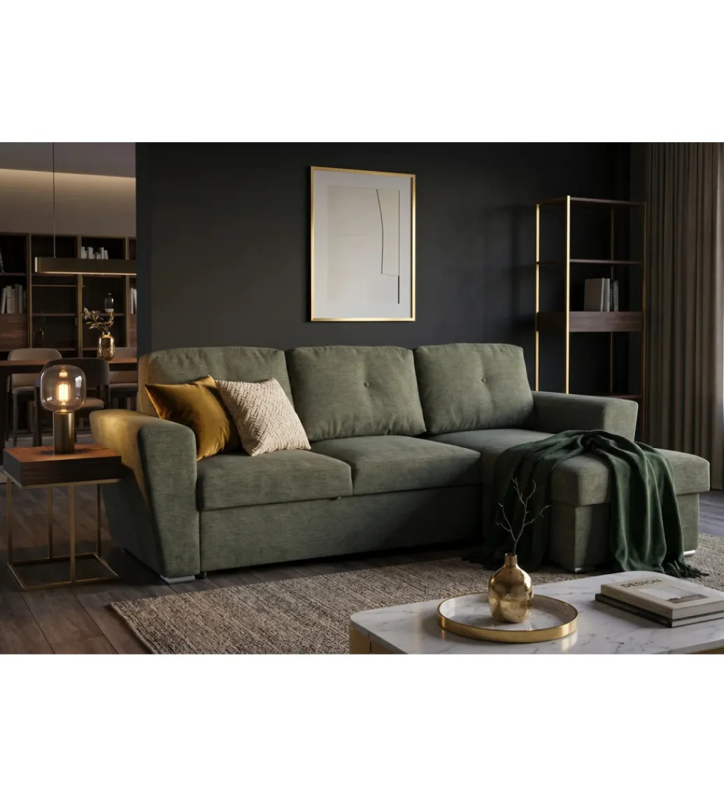 Narożnik APARTMENT 245 cm z funkcją spania zielony*Invicta Interior Outlet