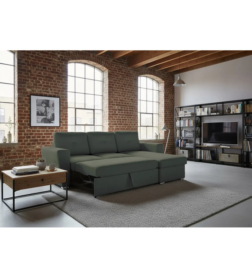 Narożnik APARTMENT 245 cm z funkcją spania zielony*Invicta Interior Outlet