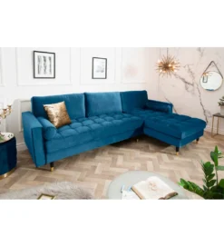 Narożnik Canis Velvet 260 cm ciemnoniebieski aksamit*Invicta Interior Online