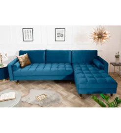 Narożnik Canis Velvet 260 cm ciemnoniebieski aksamit*Invicta Interior Online