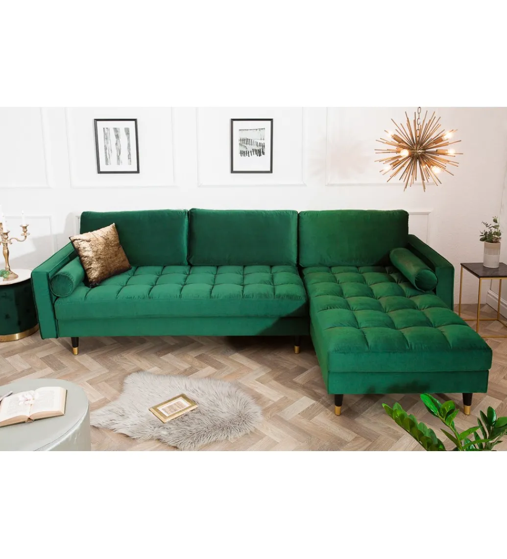 Narożnik CANIS velvet 260 cm ciemnozielony*Invicta Interior Clearance
