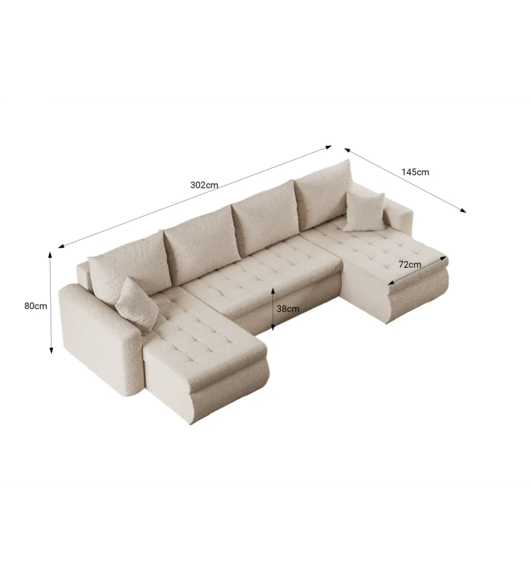 Narożnik rozkładany BERNO U 302 cm z funkcją spania*ZDDESIGN Clearance