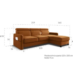 Narożnik rozkładany EDUARDO Lima 219 cm z funkcją spania*Comforteo