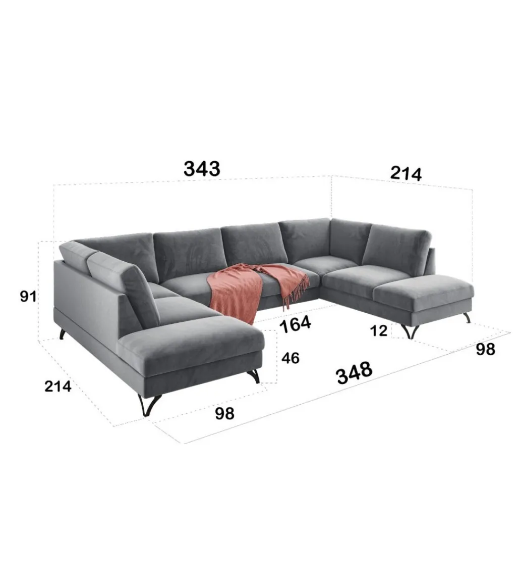 Narożnik rozkładany MAKO Flavio XXL 348 cm z funkcją spania*Comforteo Outlet