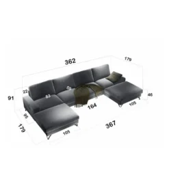 Narożnik rozkładany MAKO Flavio U 367 cm z funkcją spania*Comforteo New