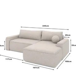 Narożnik rozkładany OWEMBRO 245 cm z funkcją spania*GZDDesign
