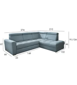 Narożnik rozkładany VIVA Riva L 274 cm z funkcją spania*Comforteo Sale