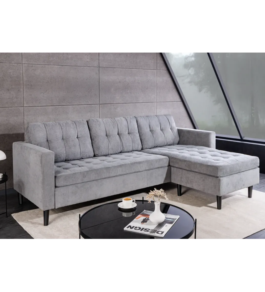 Narożnik STOCKHOLM 220 cm cord szary*Invicta Interior