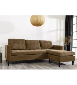 Narożnik STOCKHOLM 220 cm 3-osobowy sztruks jasnobrązowy*Invicta Interior Best