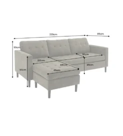 Narożnik STOCKHOLM 220 cm 3-osobowy sztruks jasnobrązowy*Invicta Interior Best