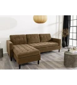 Narożnik STOCKHOLM 220 cm 3-osobowy sztruks jasnobrązowy*Invicta Interior Best