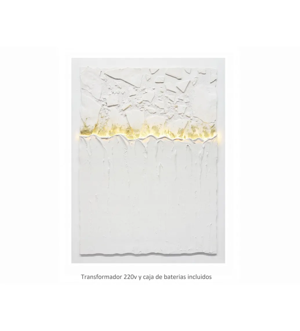 Obraz abstrakcyjny OLEO 90 x 120 cm biało złoty*Imeri New