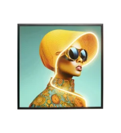 Obraz SUN HAT WOMAN LED 80 x 80 cm żółty*KDesign Outlet