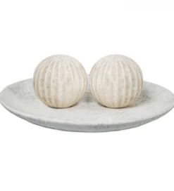 Ozdoba RUSTIC 12 cm ceramiczna kula biała*Exclusivas Best