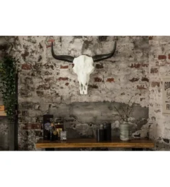 Ozdobna czaszka El Toro 70 cm biały czarny*Invicta Interior Discount