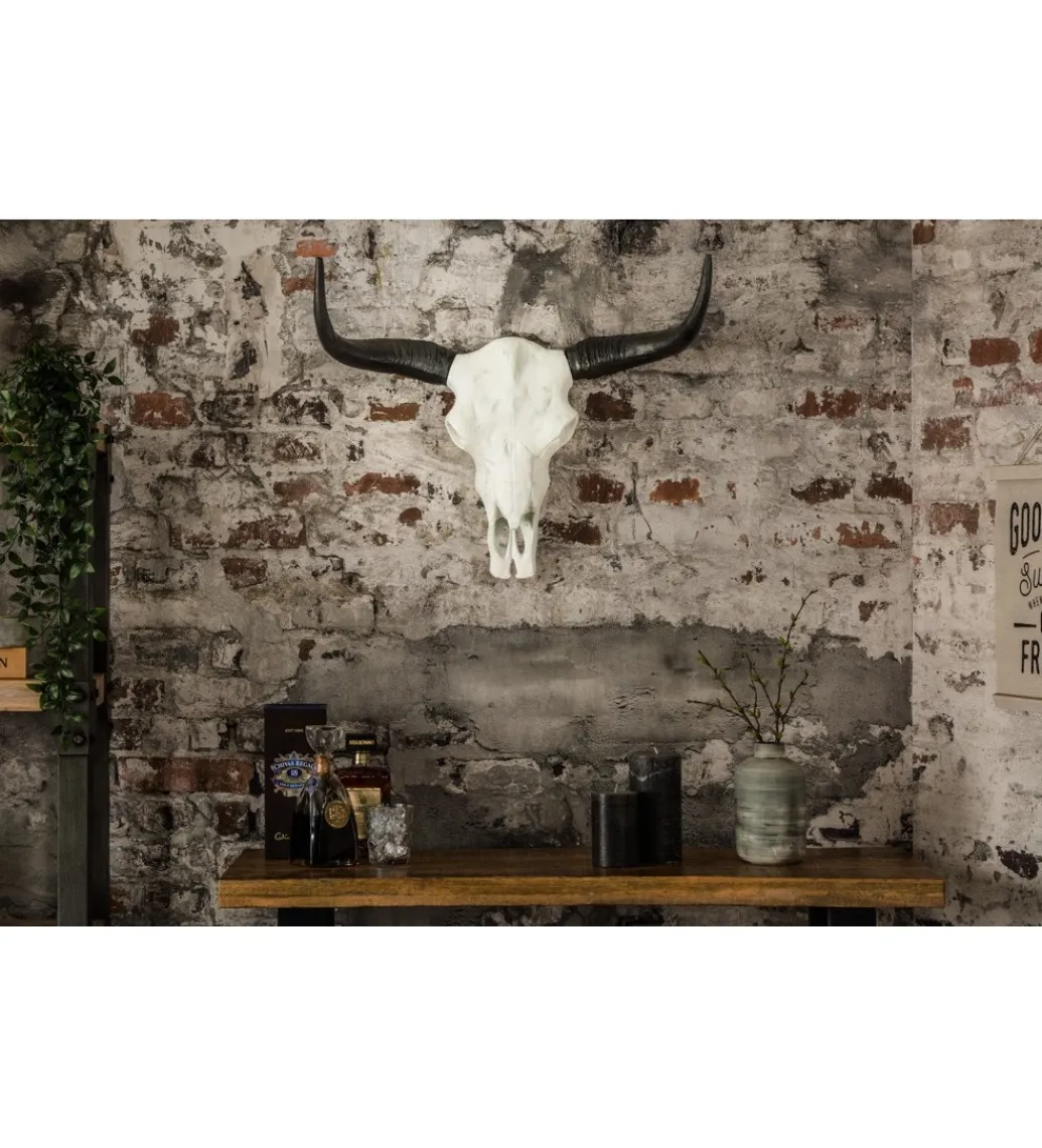 Ozdobna czaszka El Toro 70 cm biały czarny*Invicta Interior Discount