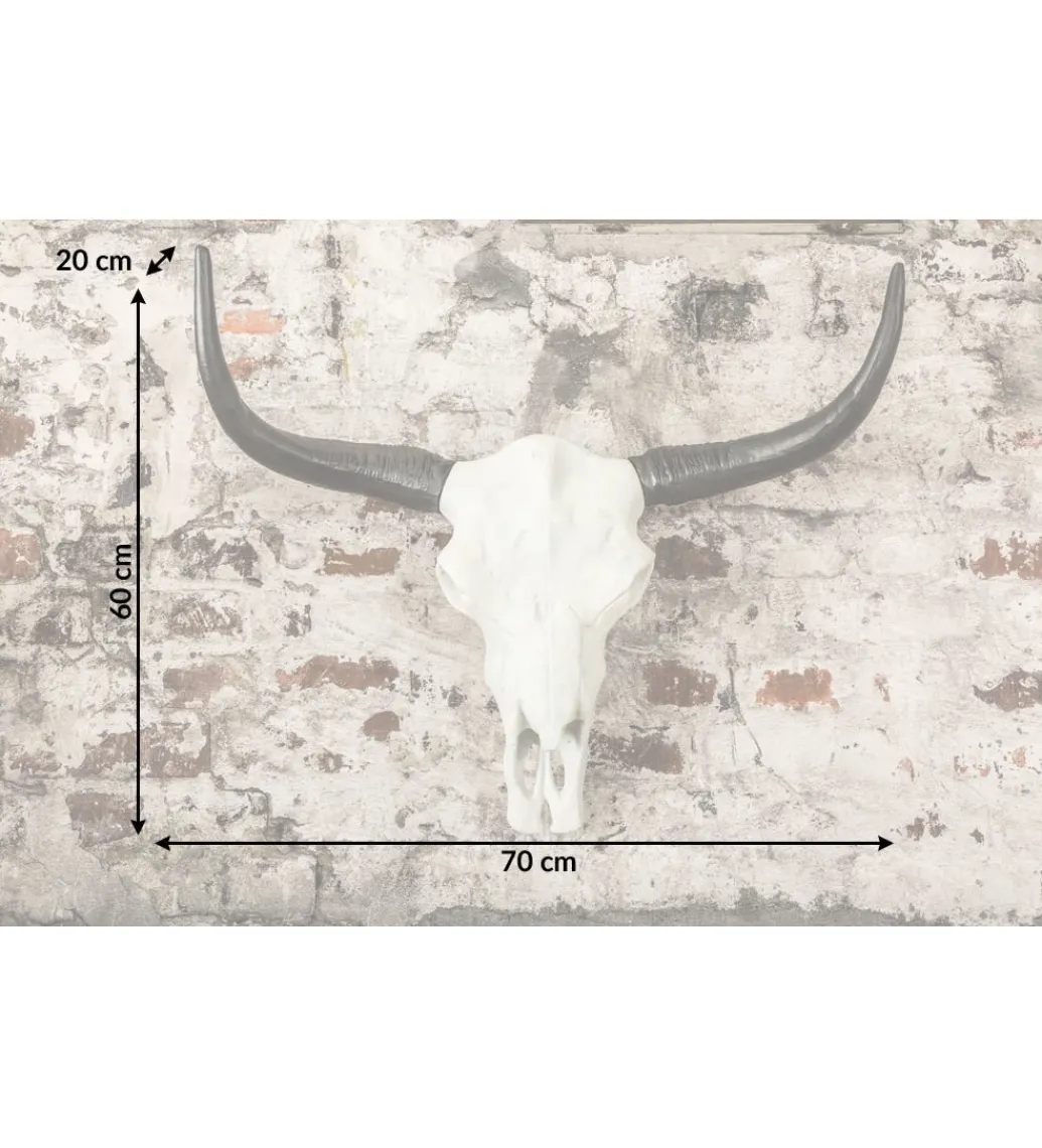 Ozdobna czaszka El Toro 70 cm biały czarny*Invicta Interior Discount