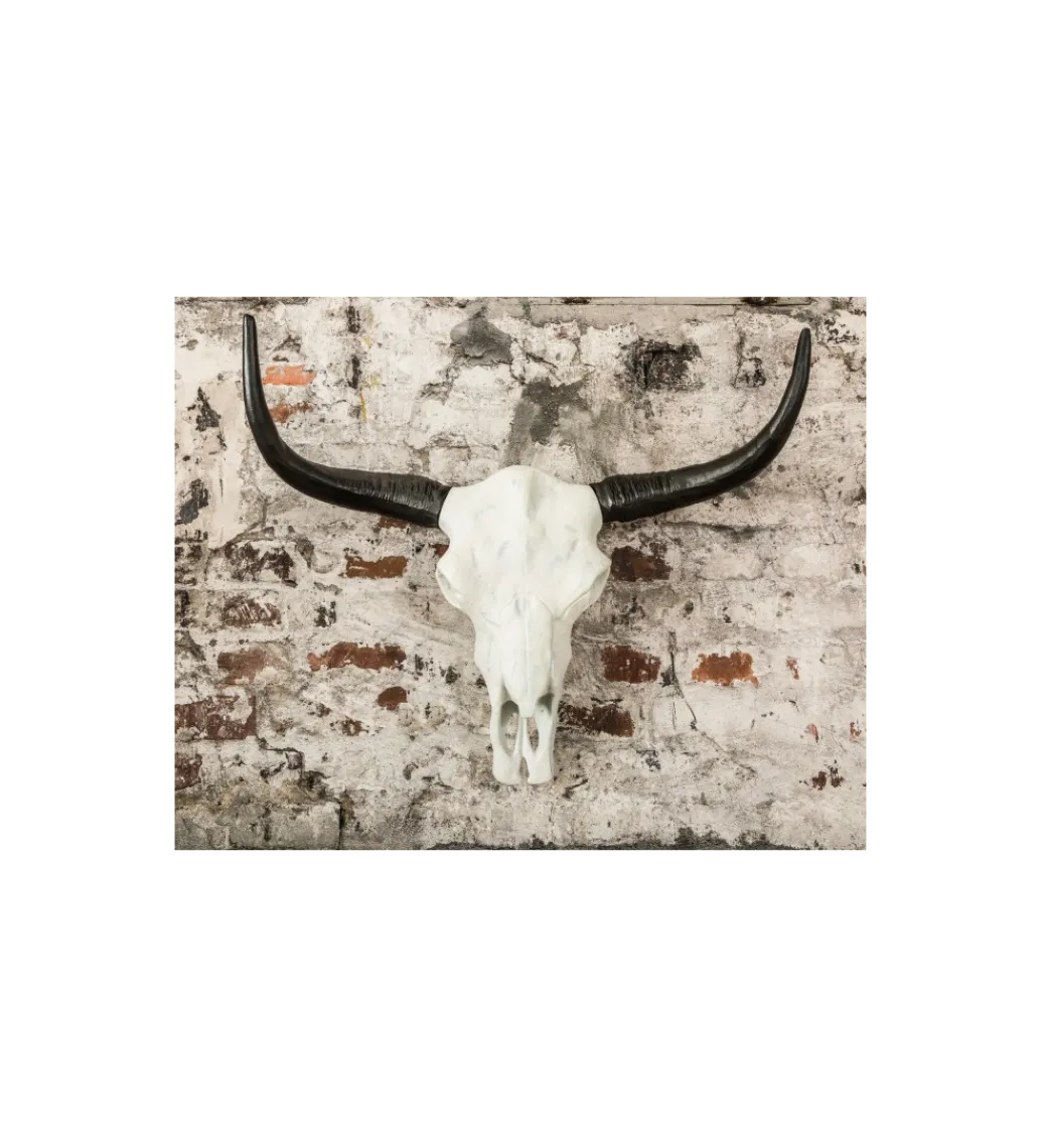 Ozdobna czaszka El Toro 70 cm biały czarny*Invicta Interior Discount