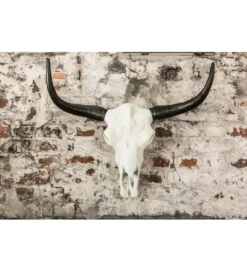 Ozdobna czaszka El Toro 70 cm biały czarny*Invicta Interior Discount
