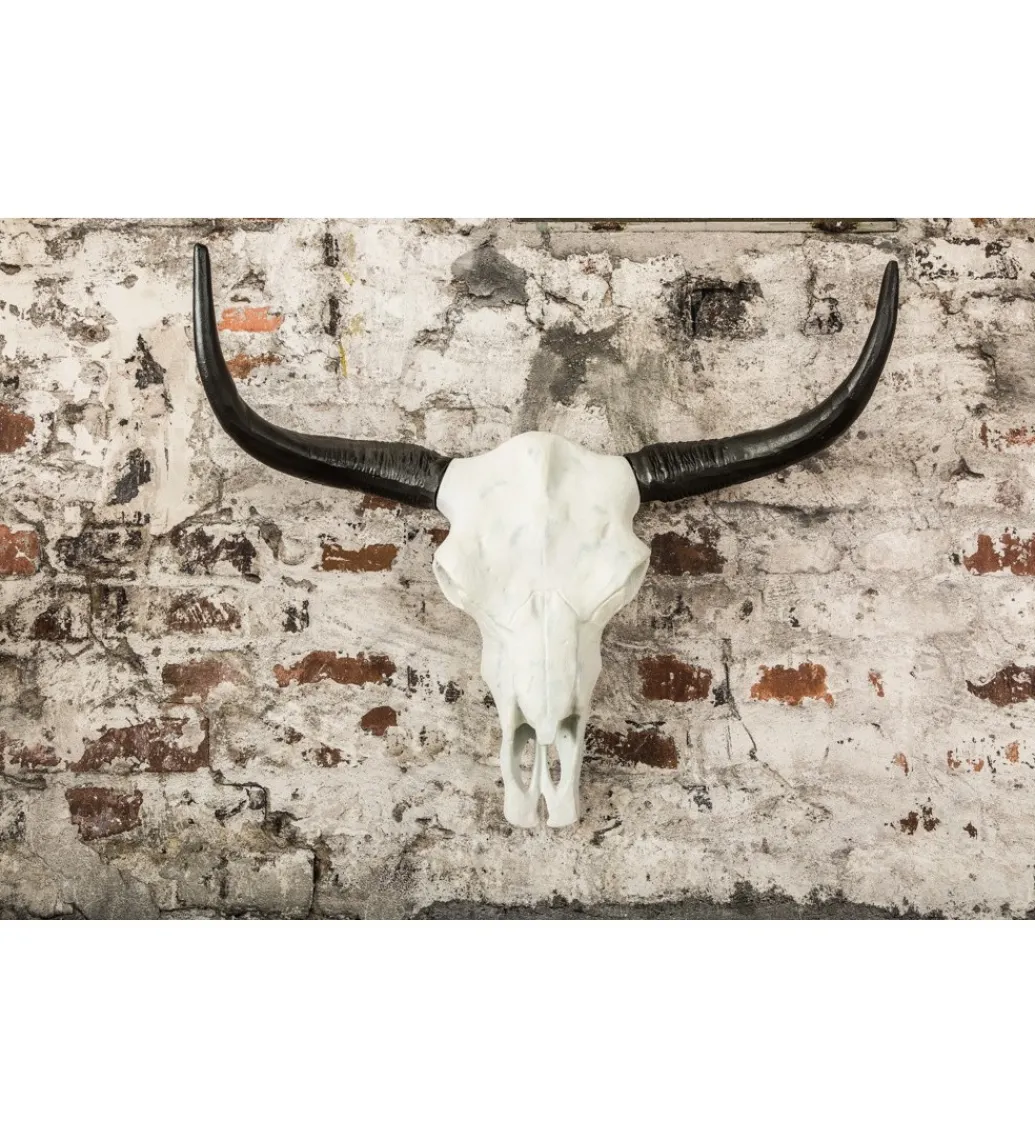Ozdobna czaszka El Toro 70 cm biały czarny*Invicta Interior Discount