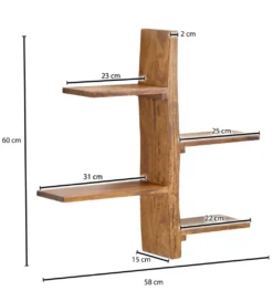 Półka ścienna FLER 58 cm drewno sheesham*WOHNLING, GERMANY Sale