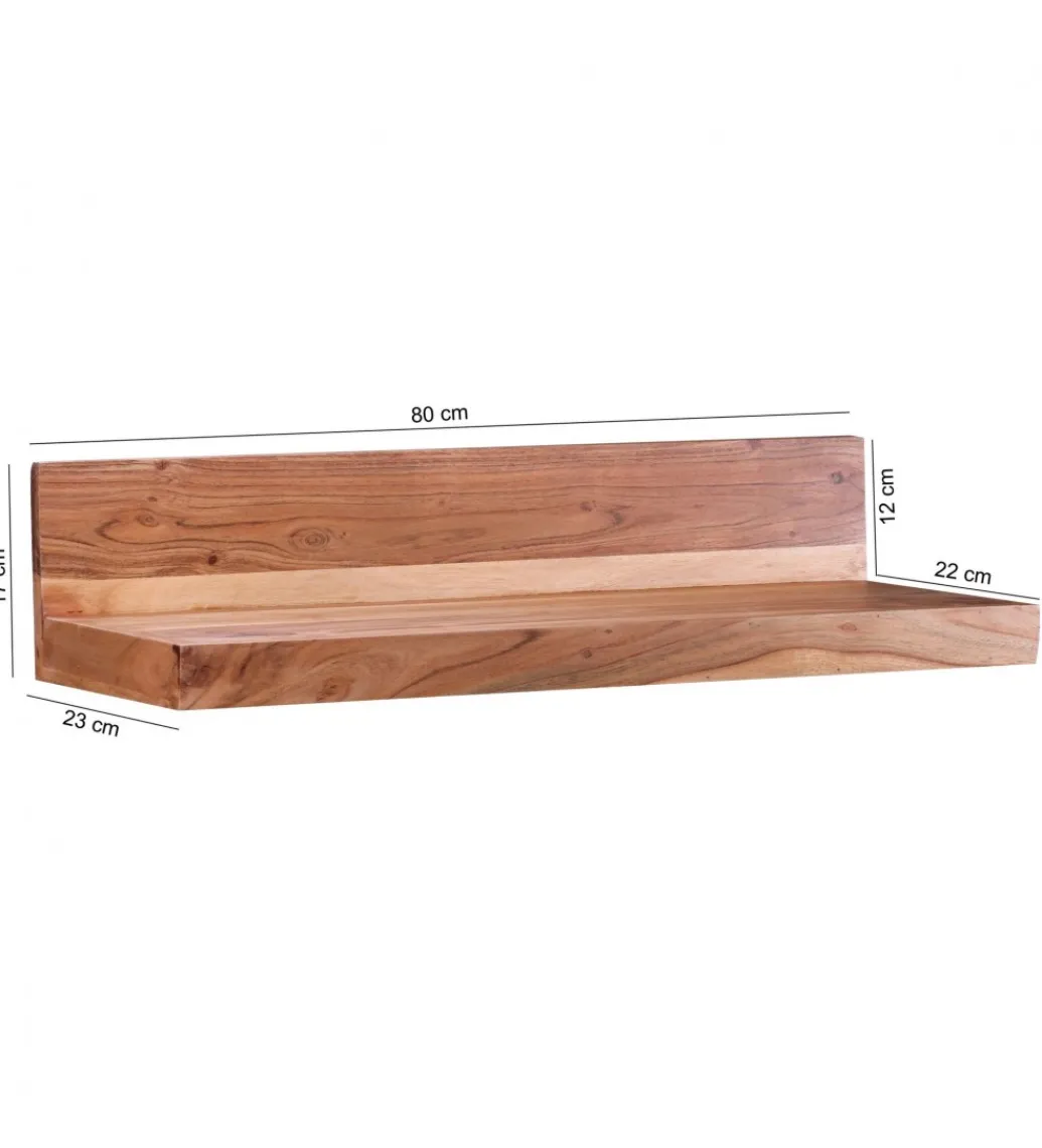 Półka ścienna MUMBAI 80 cm drewno akacja*WOHNLING, GERMANY Online