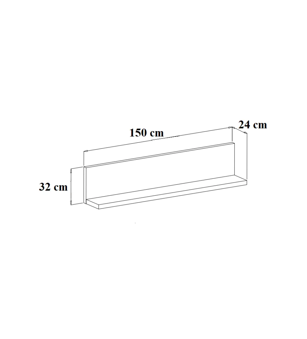 Półka wisząca BOTA 150 cm czarna*Helvetia New