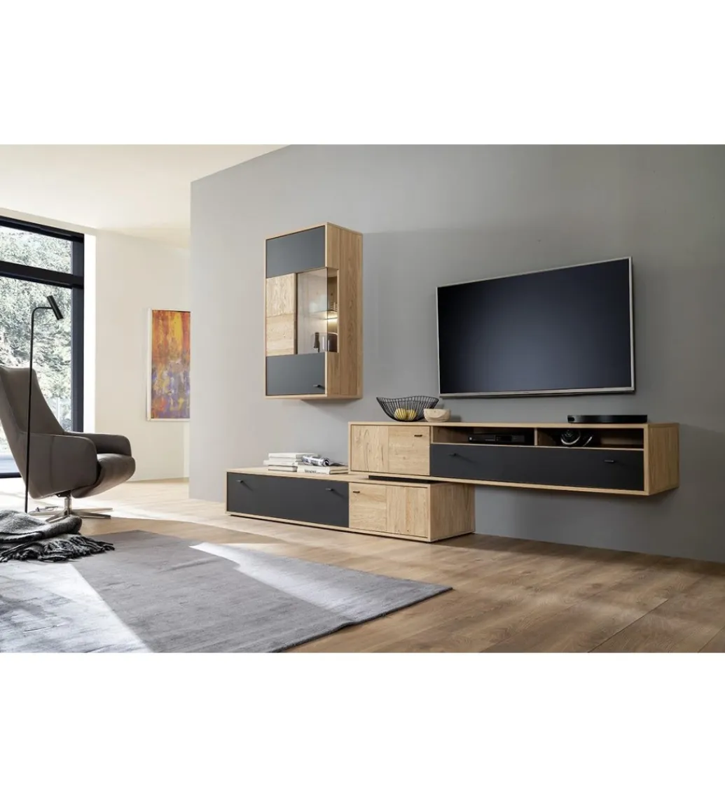 Półka wisząca VALENCIA 94 cm antracytowo naturalna*MCA Sale
